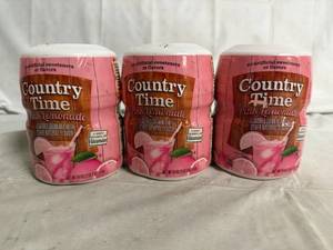 lot 135 image: 3 Jars of Country Time Pink Lemonade Powder Mix