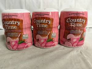 lot 136 image: 3 Jars of Country Time Pink Lemonade Powder Mix