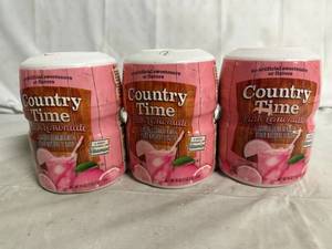 lot 140 image: 3 Jars of Country Time Pink Lemonade Powder Mix