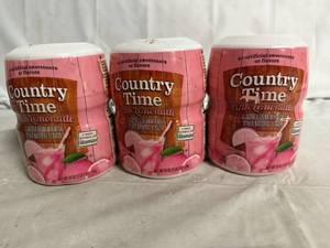 lot 141 image: 3 Jars of Country Time Pink Lemonade Powder Mix