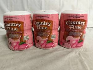 lot 142 image: 3 Jars of Country Time Pink Lemonade Powder Mix