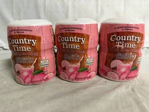 lot 143 image: 3 Jars of Country Time Pink Lemonade Powder Mix