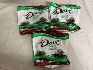 lot 226 image: 3 Bags of Dove Dark Chcolate Mint Swirls