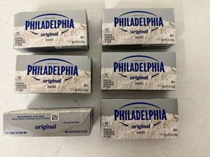 lot 65 image: UP. 6x 8oz Philadelphia Cream Cheese
