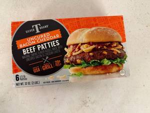 lot 89 image: C. 2lbs(6x 13lb) Beef Patties-uncured bacon & cheddar