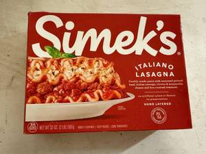 lot 114 image: DD. 2lbs Simeks Italiano Lasagna