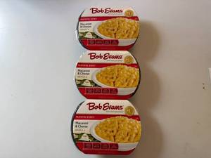 lot 122 image: CC. 3x 1lb 4oz Bob Evans Macaroni & Cheese