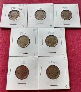 lot 4 image: (7) Buffalo Nickels - First Four Years