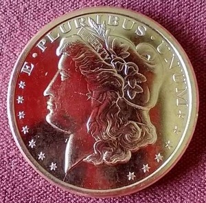 lot 5 image: 1 oz Copper Round - Morgan Dollar Design