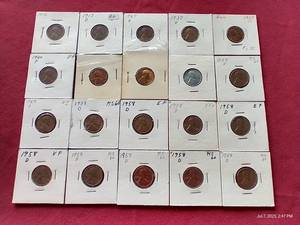 lot 6 image: (20) Wheat Pennies in Flips - Some Earlier Dates
