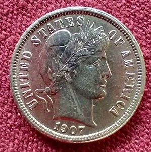 Gorgeous 1907 Barber Dime - Wow!