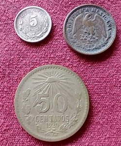 lot 57 image: (3) Vintage Mexico Coins - (1) Silver