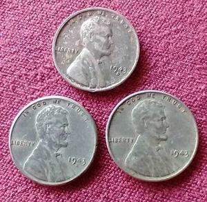 lot 66 image: (3) 1943 Steel Pennies - All 3 Mints