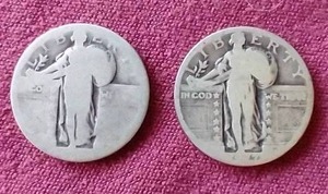 lot 71 image: (2) Standing Liberty Quarters