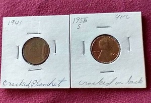lot 77 image: (2) Die Error Wheat Pennies