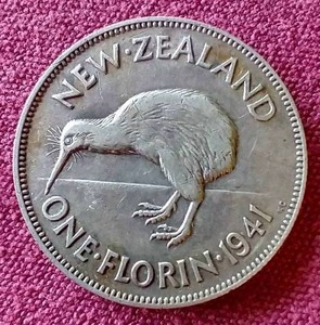 lot 88 image: 1941 New Zealand Silver 1 Florin Coin
