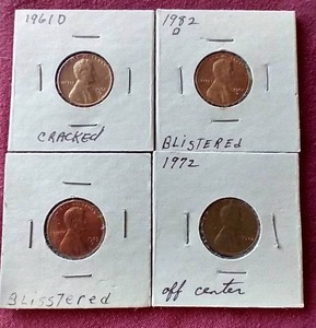 lot 107 image: (4) Die Error Pennies