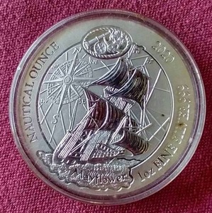 lot 111 image: Gorgeous 2020 Rwanda 1 oz Silver Coin With the Mayflower