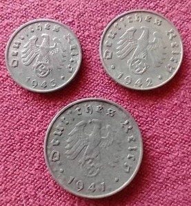 lot 115 image: (3) WWII German Third Reich Coins - 1510 Pfennig