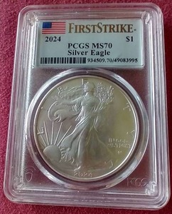 lot 123 image: 2024 1 oz Silver Eagle - PCGS MS70 & First Strike