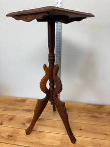 lot 27-J2025 image: Victorian 19th Century Eastlake Walnut Three-Legged Plant Stand  Water Serpent Design