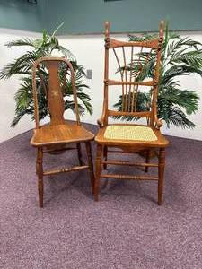 lot 34-J2025 image: Antique Chairs and Faux Plants