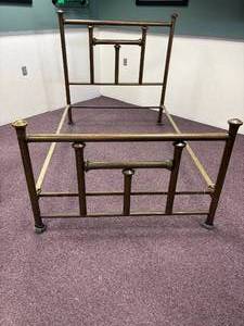 lot 40-J2025 image: 19th Century Solid Brass Full-Size Bed Frame