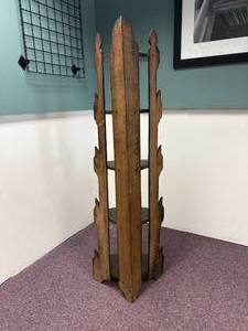 lot 45-J2025 image: Vintage Graduated Walnut Ladder Shelf with Golden Cherry Stain