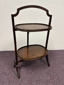 lot 48-J2025 image: Vintage Regency-Style Mahogany Folding MuffinCake Stand  Ferguson Furniture
