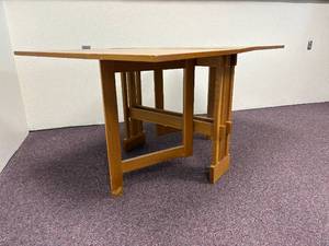 lot 50-J2025 image: Vintage Mid-Century Modern Drop-Leaf Dining Table by Gately  Danish Modern Style