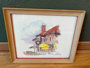 lot 89-J2025 image: Fargo Depot Print Seven 1889 by Fredin  Framed Work by Local Artist