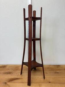 lot 99-J2025 image: Antique Mission-Style Three-Tier Plant Stand with Bentwood Frame