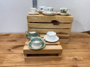 lot 101-J2025 image: Assorted Vintage English Tea Cups and Saucers  Fine Bone China & Collectible Sets