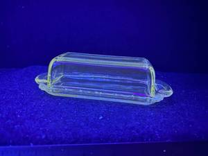 lot 109-J2025 image: Antique Cut Uranium Crystal Butter Dish with Lid