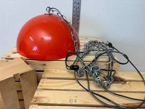 lot 138-J2025 image: Vintage 1970s Orange PVC Dome Hanging Light