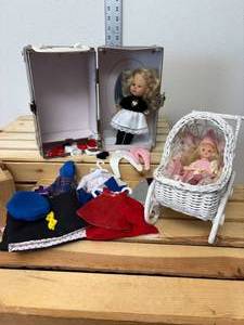 lot 143-J2025 image: 2-Piece Vintage RubberPlastic Doll Set with Accessories