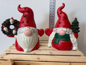 lot 150-J2025 image: Set of Hand-Painted Ceramic Christmas Gnomes