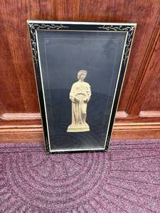 lot 163-J2025 image: Antique Art Deco  Art Nouveau Picture Frame with Marble Statue Print