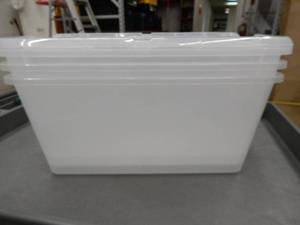 lot 38 image: Set of 3 bins, 1 lid, Greenmade Multi-use Storage Container, 45 Quart