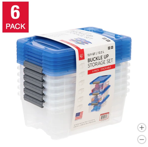 IRIS 12.9 Quart Buckle-Up Storage Bin, 6-Pack