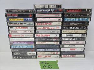 lot 122 image: Lot of 40 Vintage Mostly Rock & Roll Cassette Tapes #1