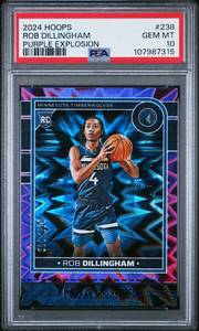 ROB DILLINGHAM 2024 NBA HOOPS PURPLE EXPLOSION ROOKIE CARD 097/110 PSA GEM MT 10 107987315