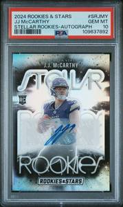 JJ MCCARTHY 2024 ROOKIES & STARS STELLAR ROOKIES-AUTOGRAPH 28/99 PSA GEM MT 10 109637892