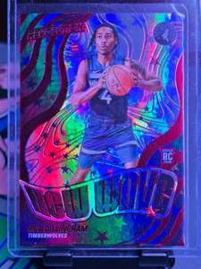 lot 51 image: ROB DILLINGHAM 2024-25 PANINI REVOLUTIONS NEW WAVE RED ASTRO ROOKIE CARD 273299