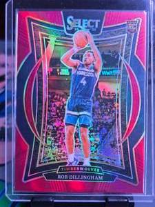 lot 45 image: ROB DILLINGHAM 2024-25 SELECT RED PRIZM ROOKIE CARD 155199