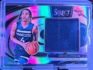 lot 53 image: ROB DILLINGHAM 2024-25 SELECT JUMBO PATCH SILVER PRIZM ROOKIE CARD