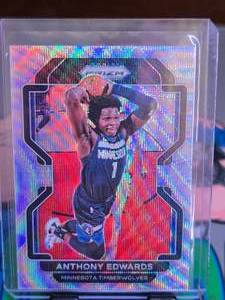 lot 97 image: ANTHONY EDWARDS 2021-22 PANINI PRIZM SILVER WAVE