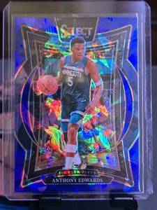 lot 69 image: ANTHONY EDWARDS 2024-25 PANINI SELECT CONCOURSE BLUE CRACKED ICE