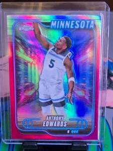 lot 96 image: ANTHONY EDWARDS 2025 TOPPS CHROME PINK REFRACTOR