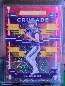 lot 112 image: JJ MCCARTHY 2024 PANINI ROOKIE & STARS CRUSADE ROOKIE CARD